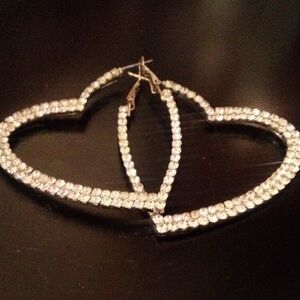 Elegant Silver Heart Hoop Earrings